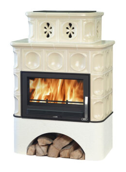 Кафельная печь-камин ABX Karelie (белый цоколь)